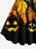 Plus Size Halloween Pumpkin Tree Print Tank Dress -  