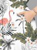 Robe mi-longue hawaïenne fendue grande taille à imprimé flamant rose et feuilles de cocotier - Blanc 4X