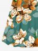 Plus Size Ombre Flower Print Hawaii Surplice A Line Cami Dress -  