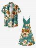 Plus Size Ombre Flower Print Hawaii Surplice A Line Cami Dress -  