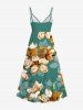 Plus Size Ombre Flower Print Hawaii Surplice A Line Cami Dress -  