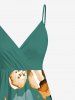 Plus Size Ombre Flower Print Hawaii Surplice A Line Cami Dress -  