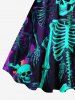 Robe débardeur trapèze grande taille à imprimé squelette et cœurs pour Halloween - Noir XXS
