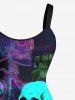 Plus Size Skeleton Heart Letters Print Halloween A Line Tank Dress -  