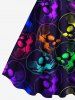 Plus Size Colorful Skull Print Halloween A Line Tank Dress -  