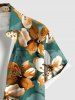 Plus Size Ombre Flower Print Hawaii Button Pocket Shirt For Men -  