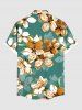 Plus Size Ombre Flower Print Hawaii Button Pocket Shirt For Men -  