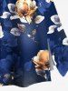 Plus Size Ombre Flower Leaf Print Hawaii Split A Line Skirt -  