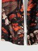 Plus Size Skeleton Mushroom Maple Leaf Print Halloween Button Pocket Shirt For Men -  