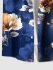 Plus Size Ombre Flower Leaf Print Hawaii Button Pocket Shirt For Men -  