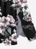 Robe mi-longue hawaïenne grande taille à imprimé fleurs et feuilles, avec poches fendues - Noir S