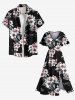 Robe mi-longue hawaïenne grande taille à imprimé fleurs et feuilles, avec poches fendues - Noir 4X