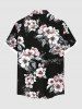 Plus Size Flower Leaf Print Hawaii Button Pocket Shirt For Men -  