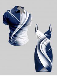 Curve Ombre Light Beam Print Plus Size Matching Hawaii Beach Outfit For Couples -  