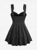 Straps Buckle Grommet Ruched Solid Top and Flower Lace Chiffon Layered A Line Skirt Plus Size Outfit -  