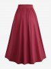Straps Buckle Grommet Ruched Solid Top and Flower Lace Chiffon Layered A Line Skirt Plus Size Outfit -  