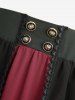 Straps Buckle Grommet Ruched Solid Top and Flower Lace Chiffon Layered A Line Skirt Plus Size Outfit -  