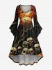 Tenue assortie grande taille pour couple, motif crânes, citrouille, chauve-souris, lune, arbre, Halloween - Noir 