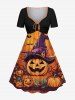 Halloween Pumpkin Bat Spider Web Print Plus Size Matching Outfit For Couples -  