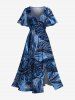 Flowers Tropical Leaf Print Plus Size Matching Hawaii Beach Outfit For Couples -  