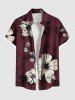 Ensemble chemise et barboteuse hawaïennes assorties, grande taille, tenue de plage, imprimé fleurs, feuilles et branches, pour couples - Rouge Vineux 