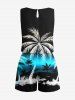 Matching Hawaii Shirt and Romper Plus Size Beach Outfit Coconut Tree Ombre Colorblock Printed for Couples -  