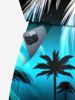 Matching Hawaii Shirt and Romper Plus Size Beach Outfit Coconut Tree Ombre Colorblock Printed for Couples -  