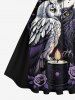 Halloween Owl Moon Rose Flower Candle Branch Leaf Print Plus Size Matching Outfit For Couples -  