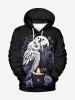 Halloween Owl Moon Rose Flower Candle Branch Leaf Print Plus Size Matching Outfit For Couples -  