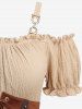 Robe trapèze à volants, épaules dénudées, manches bouffantes, en daim texturé, à lacets, avec ceinture, à superpositions - Abricot 2X | US 18-20