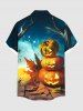 Chemise grande taille pour homme, motif citrouille, araignée, feuille d'érable, lune, étoiles, boutons et poches - Multi-A 5XL