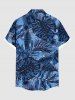 Plus Size Flowers Tropical Leaf Print Buttons Pocket Hawaii Shirt For Men -  