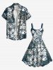 Plus Size Flowers Leaf Tropical Print Hawaii Tank Dress -  