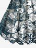 Plus Size Flowers Leaf Tropical Print Hawaii Tank Dress -  