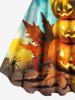 Robe débardeur grande taille à imprimé citrouille, arbre, araignées, feuille d'érable, lune et étoiles pour Halloween - Multi-A 6X