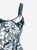 Plus Size Flowers Leaf Tropical Print Hawaii Tank Dress -  