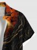 Plus Size Halloween Skulls Pumpkin Bat Moon Tree Print Buttons Pocket Shirt For Men -  