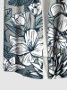 Plus Size Flowers Leaf Tropical Print Buttons Pocket Hawaii Shirt For Men -  