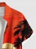 Plus Size Coconut Tree Sun Bird Boat Seascape Print Buttons Pocket Hawaii Shirt For Men -  