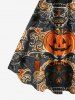 Plus Size Halloween Pumpkin Skull Candles Spider Web Print Tank Dress -  