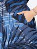 Plus Size Flowers Tropical Leaf Print Split Hawaii Midi Dress -  