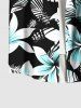 Chemise hawaïenne grande taille à imprimé feuilles tropicales et fleurs, avec poches et boutons, pour homme - Noir XL