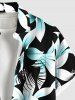 Chemise hawaïenne grande taille à imprimé feuilles tropicales et fleurs, avec poches et boutons, pour homme - Noir XL
