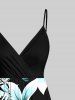 Robe camisole hawaïenne à imprimé feuilles tropicales et fleurs grande taille - Noir 4X