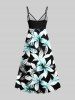 Robe camisole hawaïenne à imprimé feuilles tropicales et fleurs grande taille - Noir 4X