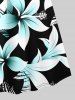 Plus Size Tropical Leaf Flowers Print Surplice Hawaii Cami Dress -  