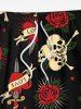Plus Size Skull Rose Flower Heart Sword Print Halloween Drawstring Beach Shorts For Men -  