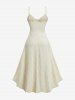 Gothic Plus Size Rose Flower Embossed Textured Lace Up Ruffles Ruched A Line Cami Dress -  