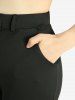 Pantalon évasé grande taille à lacets et passepoil contrastant, taille élastique unie - Bleu Marine 1X | US 14-16