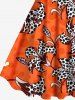 Plus Size Leopard Hibiscus Flower Leaf Print Hawaii A Line Tank Dress -  